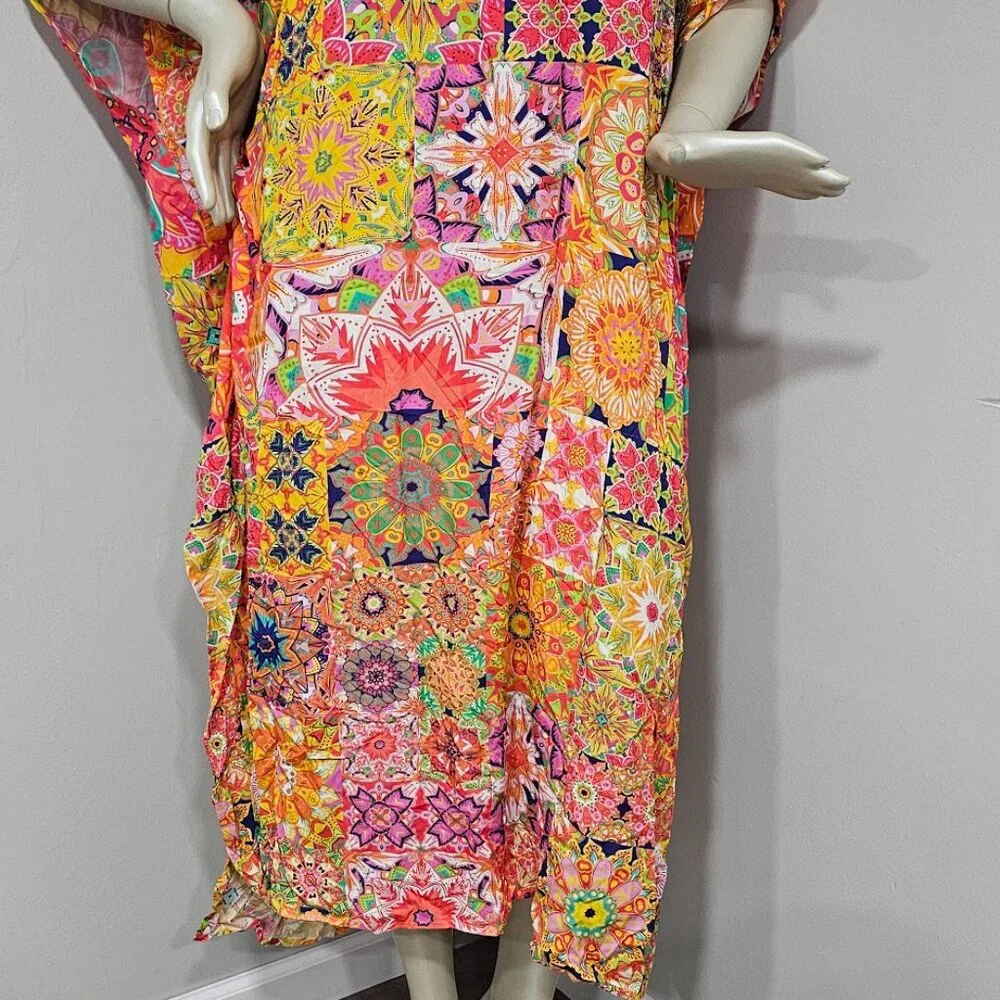 Johnny Was Kaleida Caftan Swim Cover-up - Picture 3 of 13
